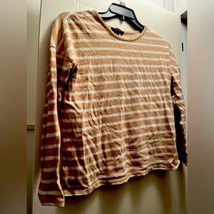 Tan Stripes Forever 21 Long Sleeve Shirt, Size S